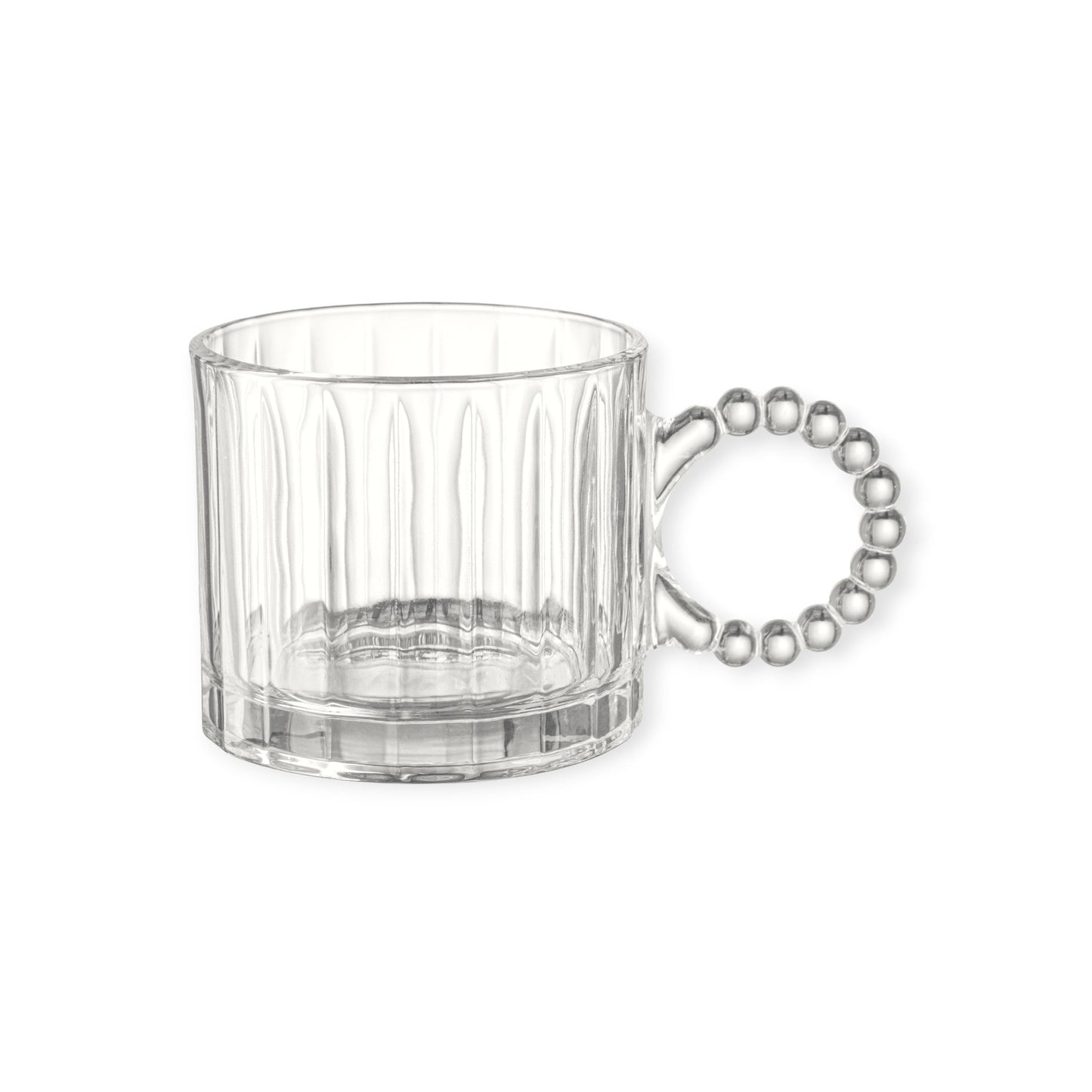 Juego 2 Tazas Asa Perlas Venecia De Vidrio Cristal 300 Ml Color Cristalino