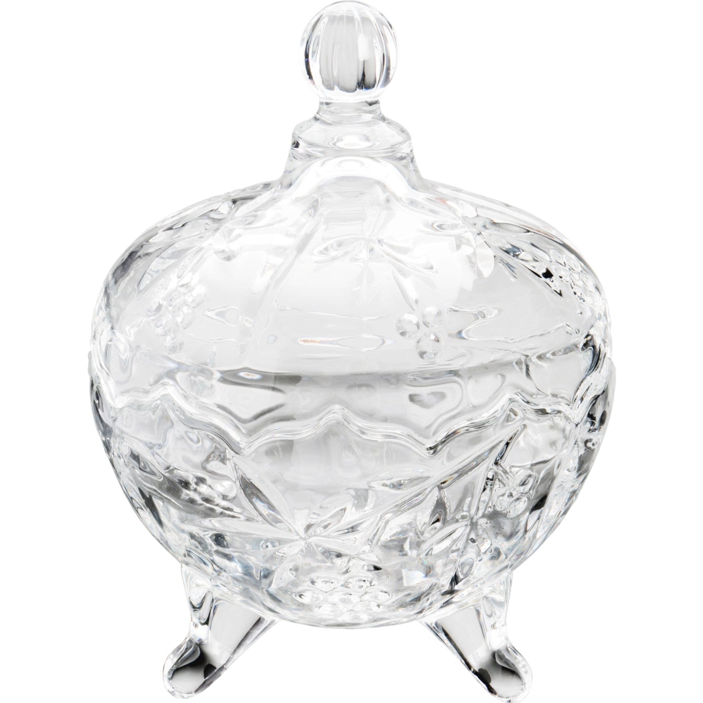 Set 2 Bombonera Azucarera Uvas Vidrio Cristal C/tapa Dulcero