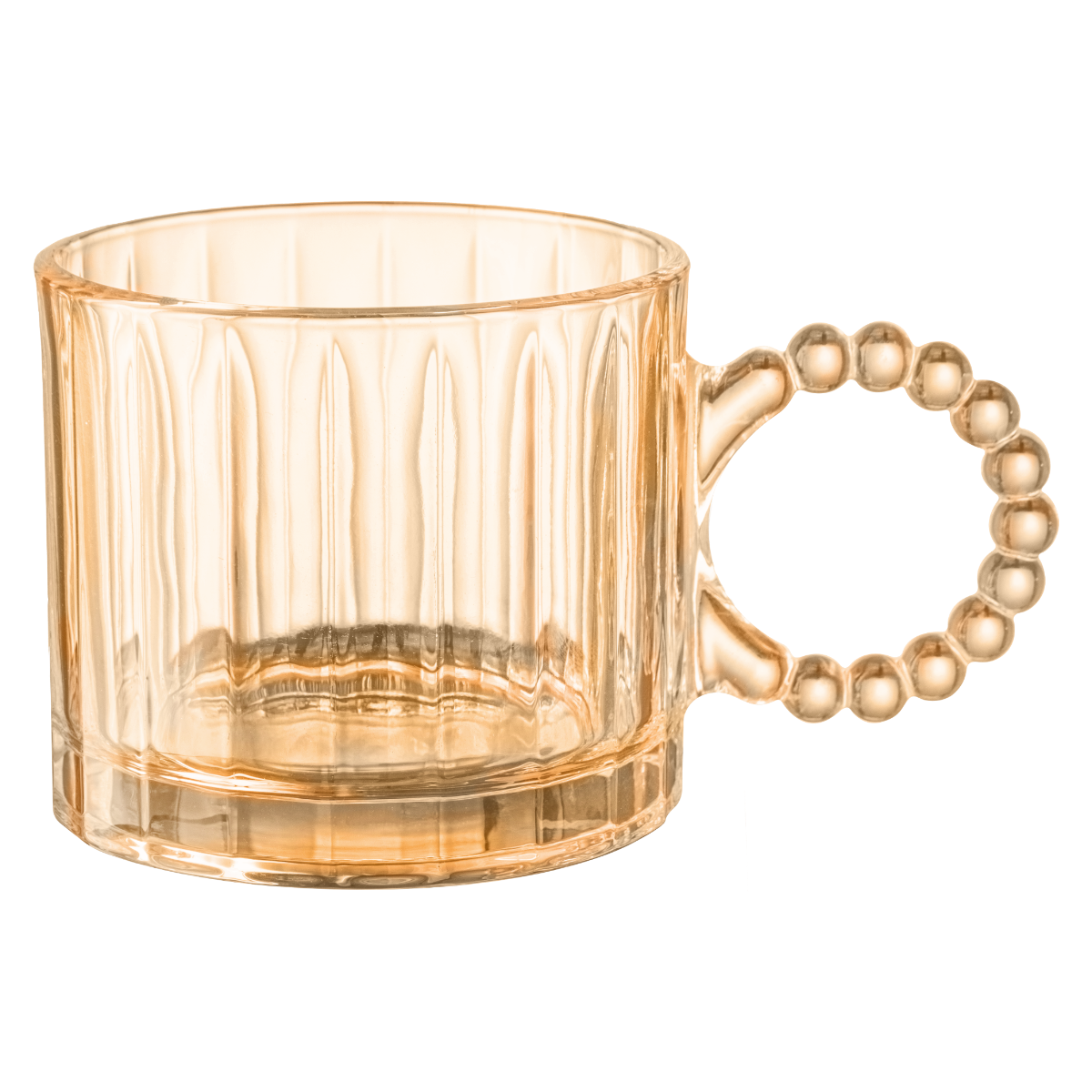 Set 4 Piezas Tazas De Vidrio Con Asa Venecia Ambar 300 Ml