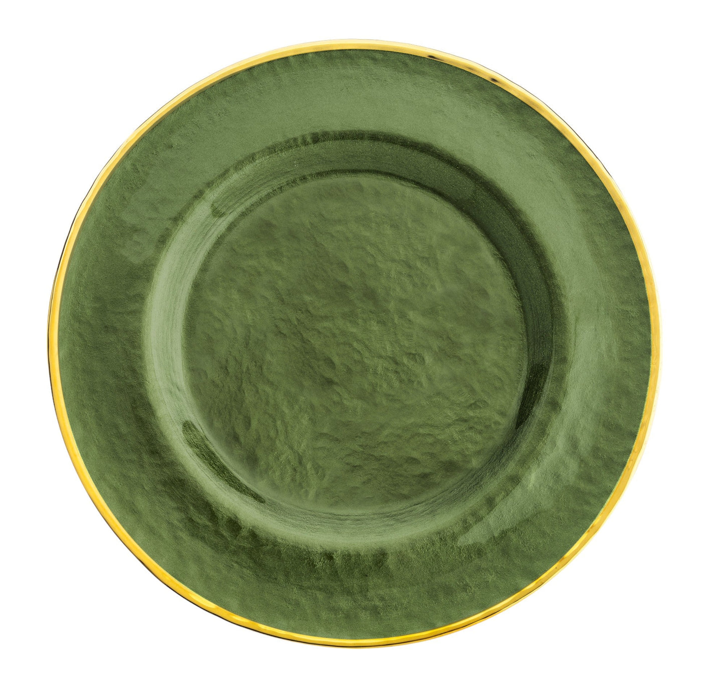 Set 6 Bajo Plato Base Gala Vidrio Redondo Color Verde Olivo