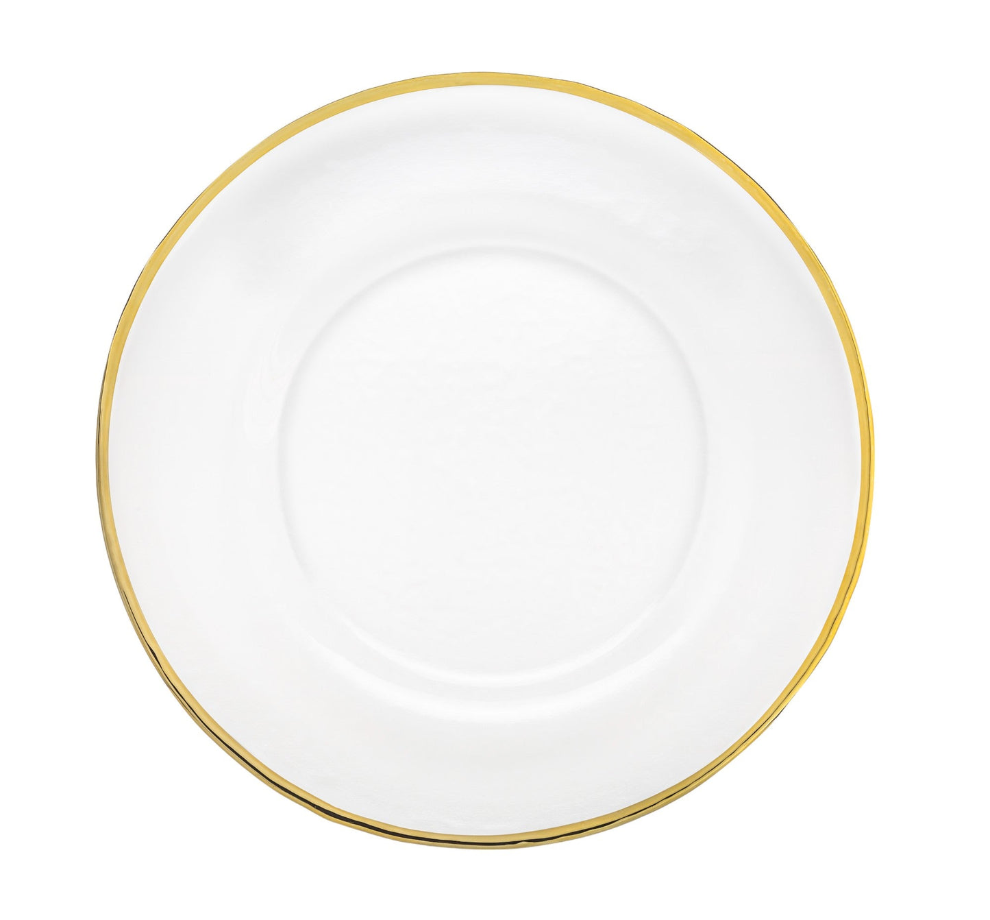 Set 6 Bajo Plato Base Gala Vidrio Cristalino Filo Dorado Color Blanco