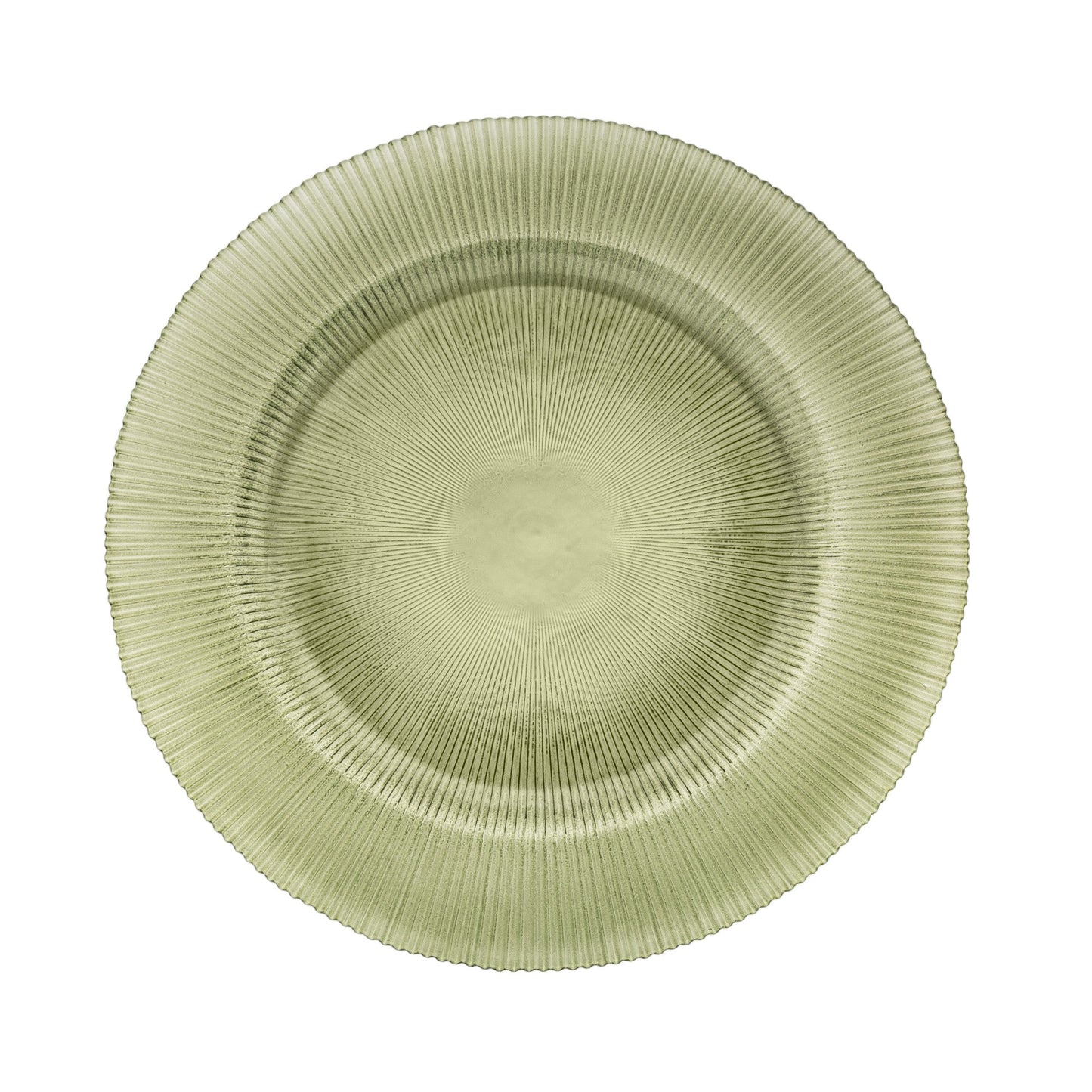 Set 6 Bajo Plato Base Venecia Redondo Vidrio Color Olivo