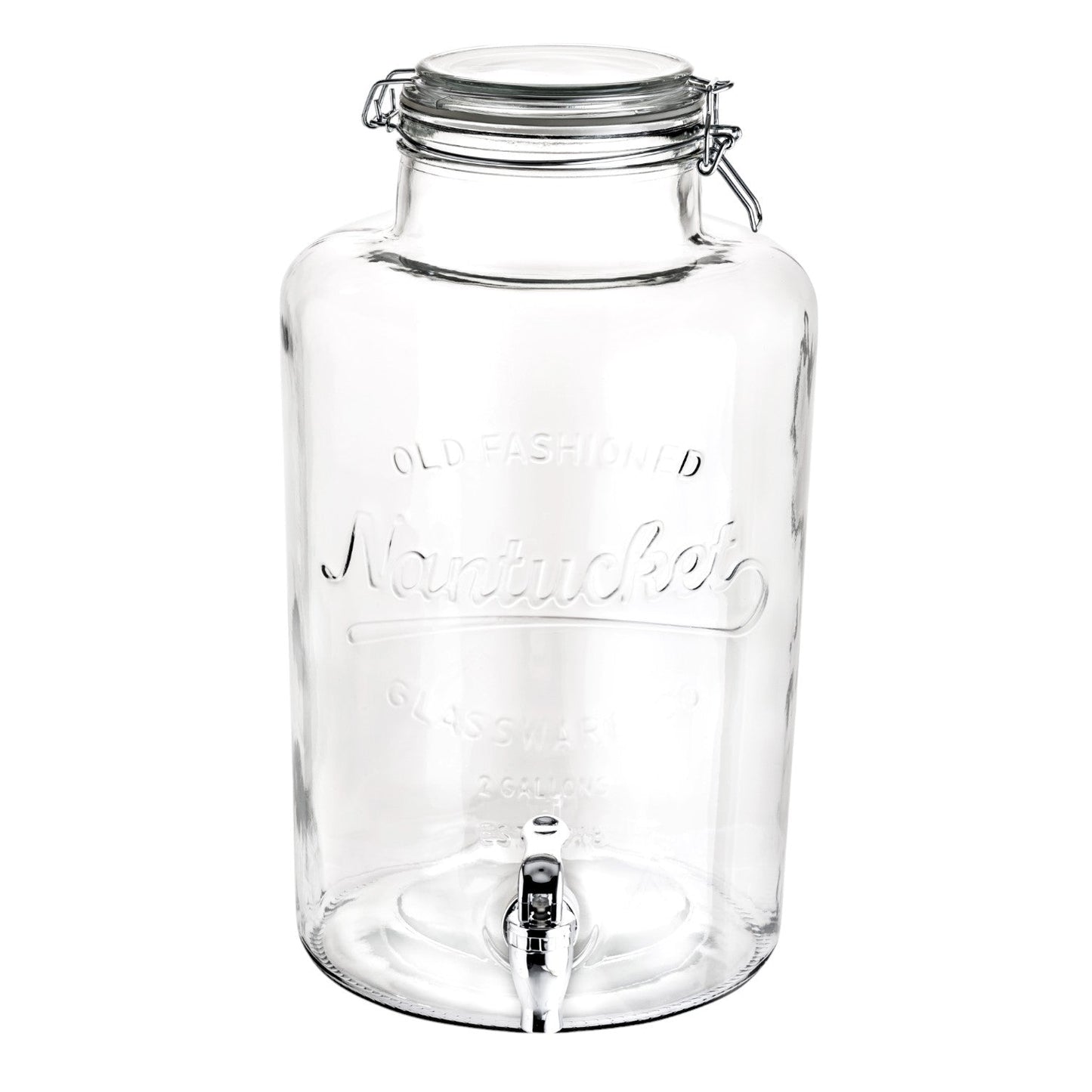Dispensador Vitrolero De Vidrio Labrado Con Tapa De Clip 8l