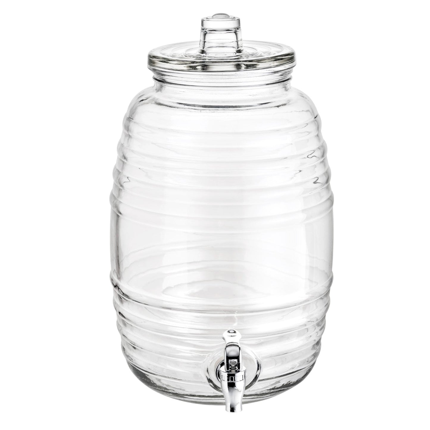 Dispensador De Bebidas Vitrolero Barril Vidrio Con Tapa 10l Color Transparente