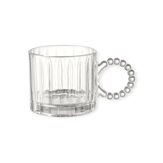 Juego 2 Tazas Asa Perlas Venecia De Vidrio Cristal 300 Ml Color Cristalino