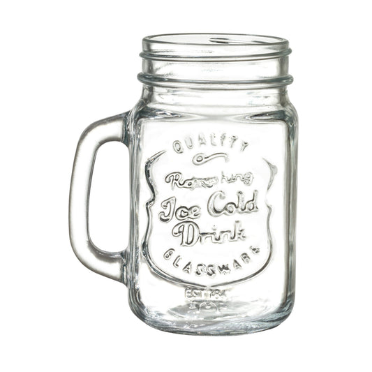 Set 6 Tarros Frasco Mason Jar Vintage Vidrio Labrado 480 Ml Color Transparente