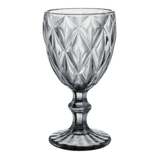 Juego 6 Copas Vino Agua Cristal Labrado Vidrio Color Vintage Color Humo