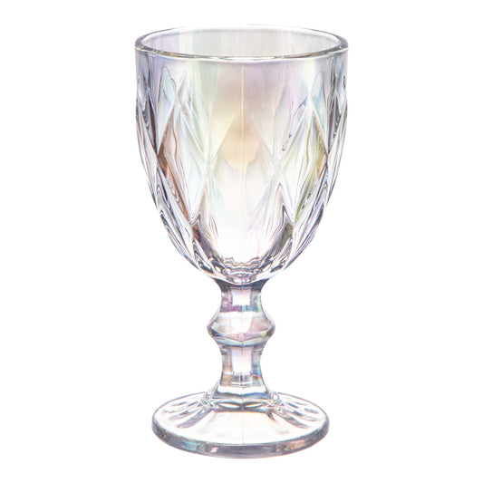Juego 6 Copas De Color Vino Cristal Vidrio Labrado 245 Ml Color Tornasol