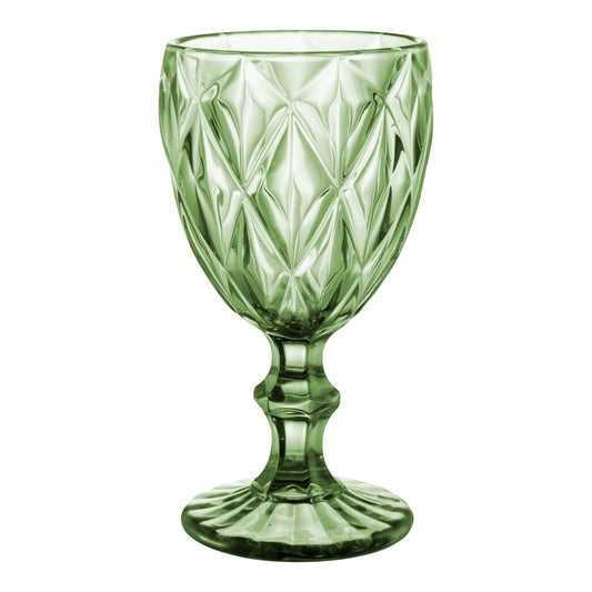 Juego 6 Copas Vino Agua Cristal Labrado Vidrio Color Vintage