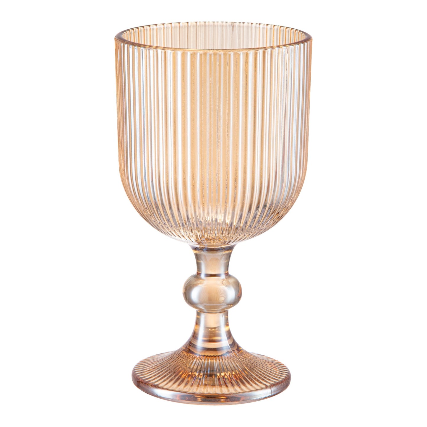 Juego 6 Copas Cristal Labrado Astriado Ondulado 370ml Color Ambar