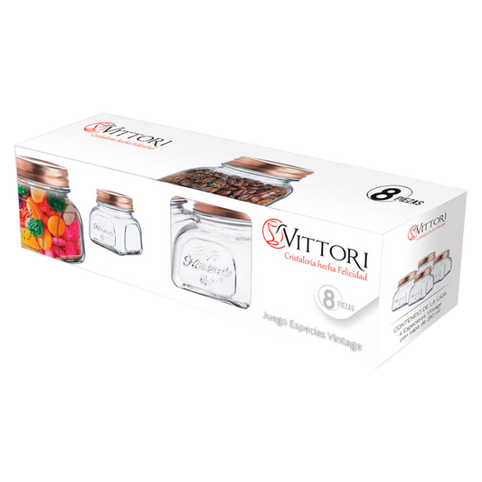 Set Recipientes Vintage Vidrio 280ml