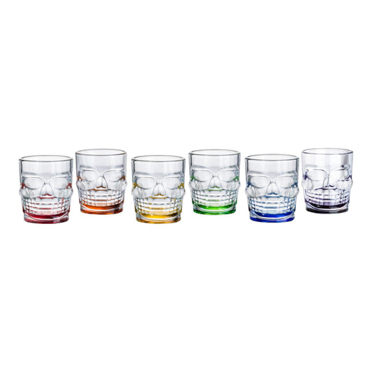 Set 6 Vasos Tequileros Shot Calavera Vidrio De 45 Ml Colores Color Multicolor