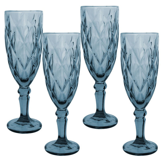 Copa Flauta Libia Azul Cobalto 4 Pz
