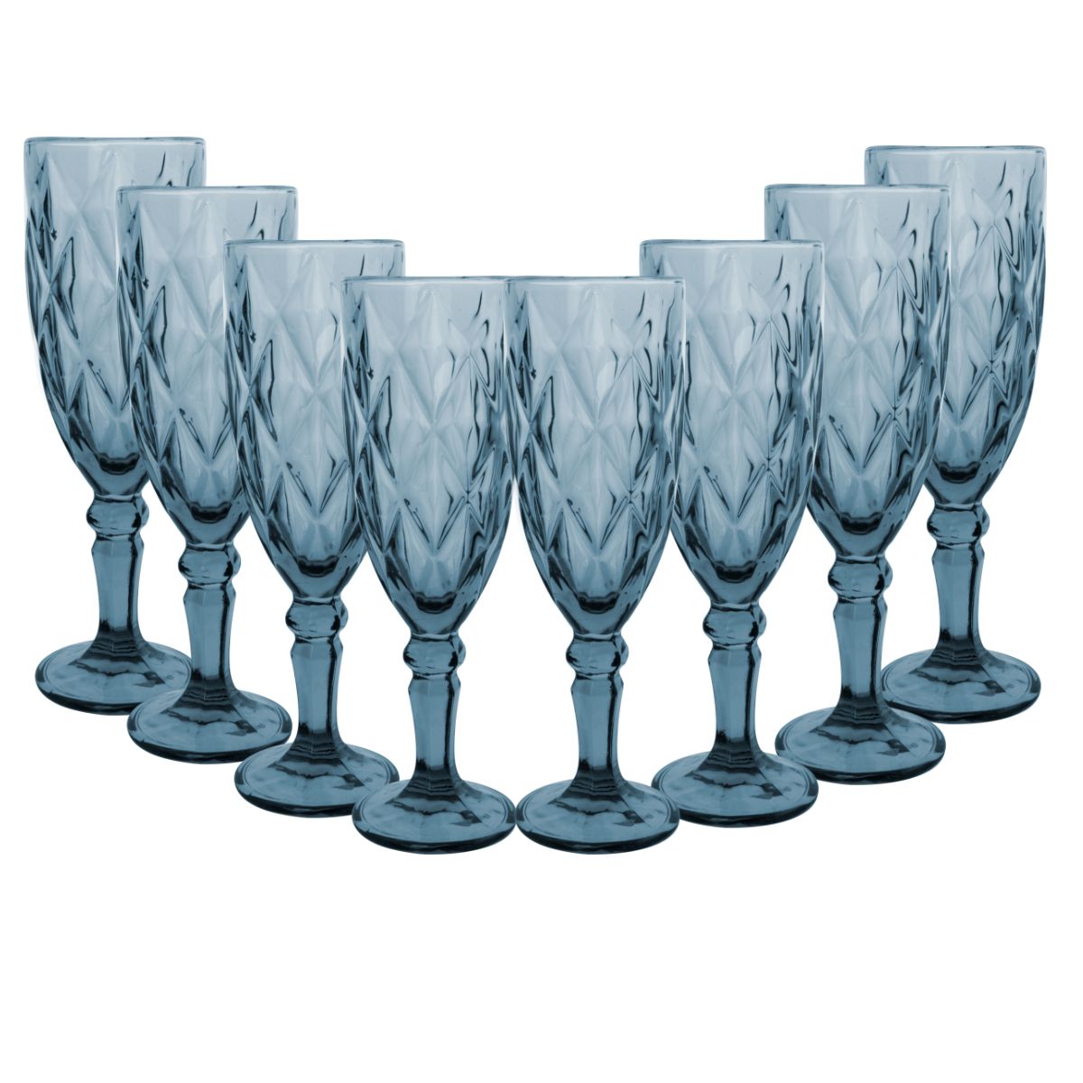Copa Flauta Libia Azul Cobalto 8 pz