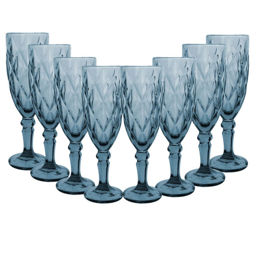 Copa Flauta Libia Azul Cobalto 8 pz