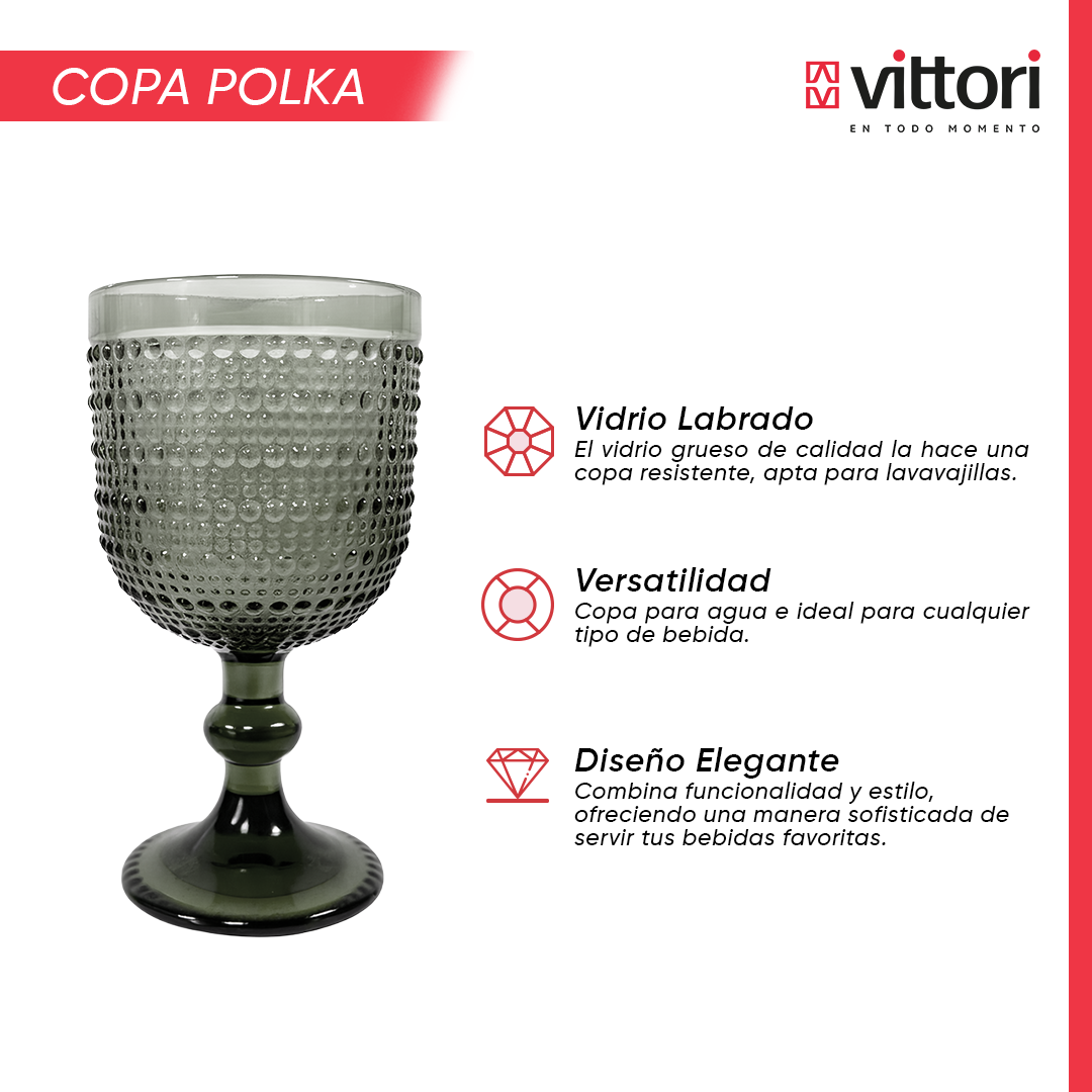 Copa Agua Polka Vidrio para Agua 360ml