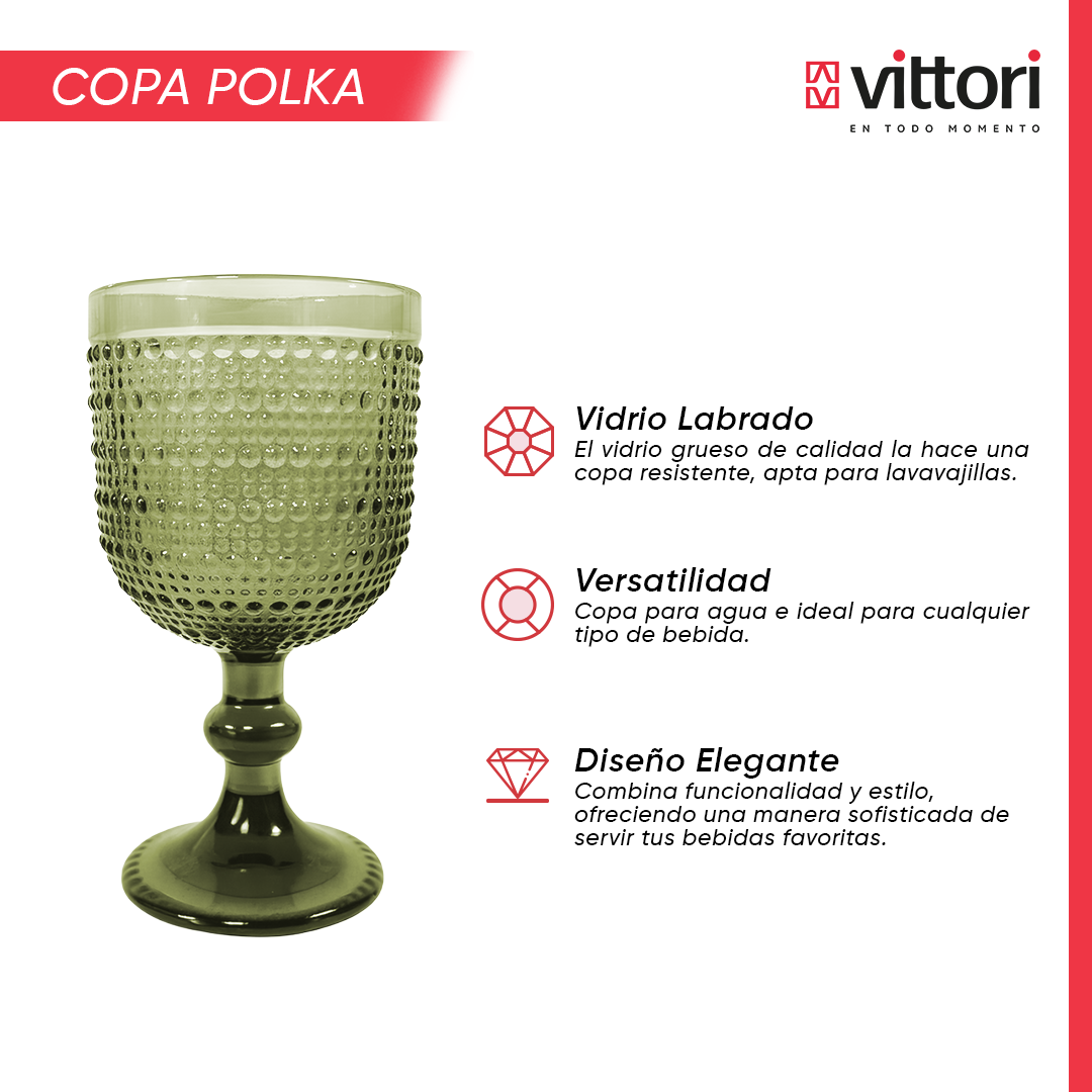 Copa Agua Polka Vidrio para Agua 360ml