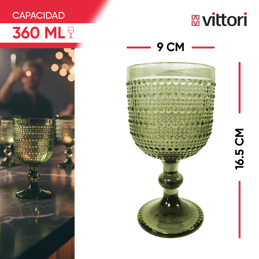 Copa Agua Polka Vidrio para Agua 360ml