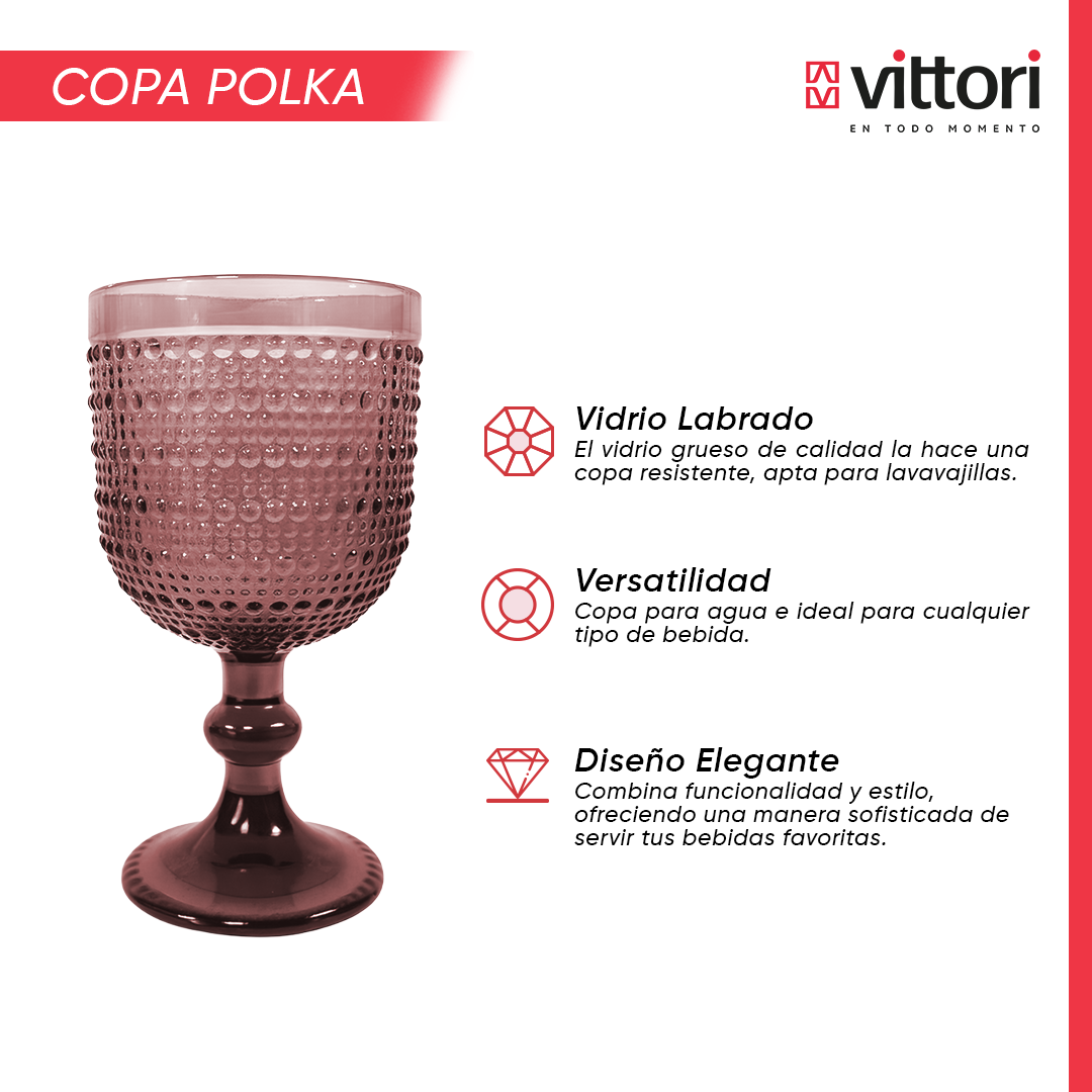 Copa Agua Polka Vidrio para Agua 360ml