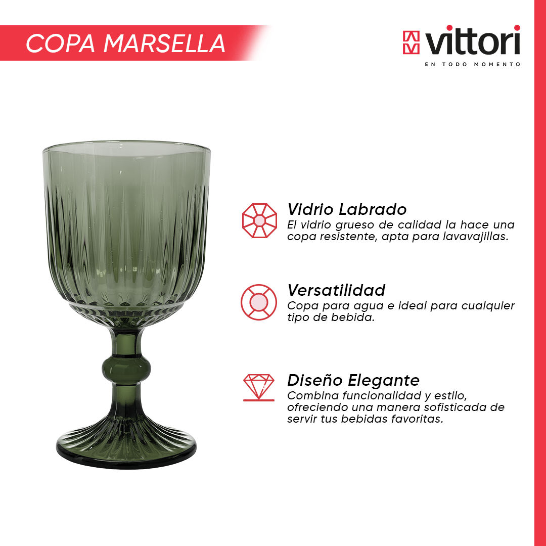 Copa Agua Marsella Vidrio para Agua 360ml