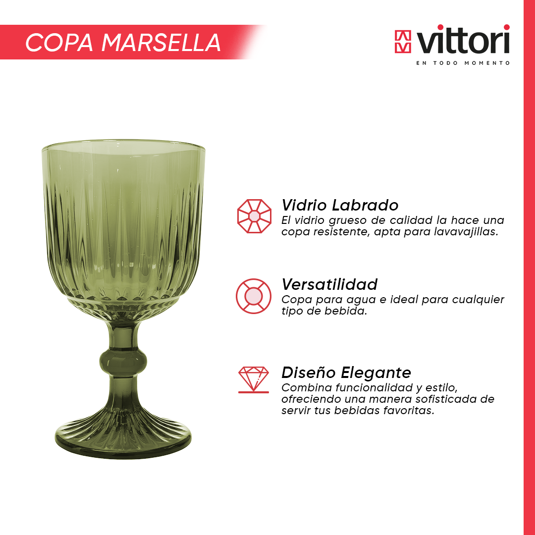Copa Agua Marsella Vidrio para Agua 360ml