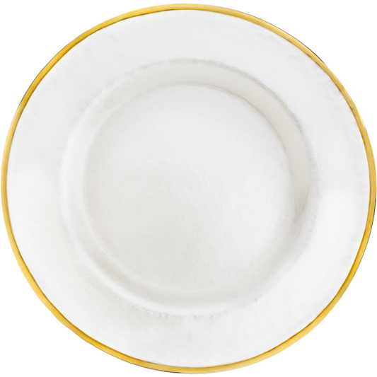 Caja 12 Piezas Plato De Vidrio Base Gala Blanco Perla