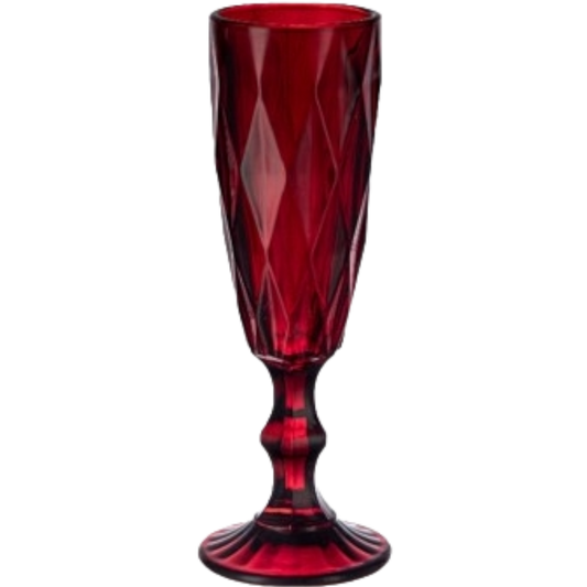 Juego 6 Copas Flauta De Color Para Champaña Vidrio 170ml Color Rojo