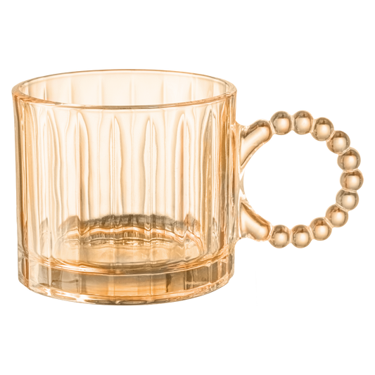 Set 4 Piezas Tazas De Vidrio Con Asa Venecia Ambar 300 Ml