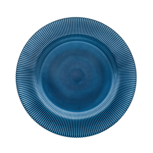 Set 6 Bajo Plato Base Venecia Redondo Vidrio Color Cobalto