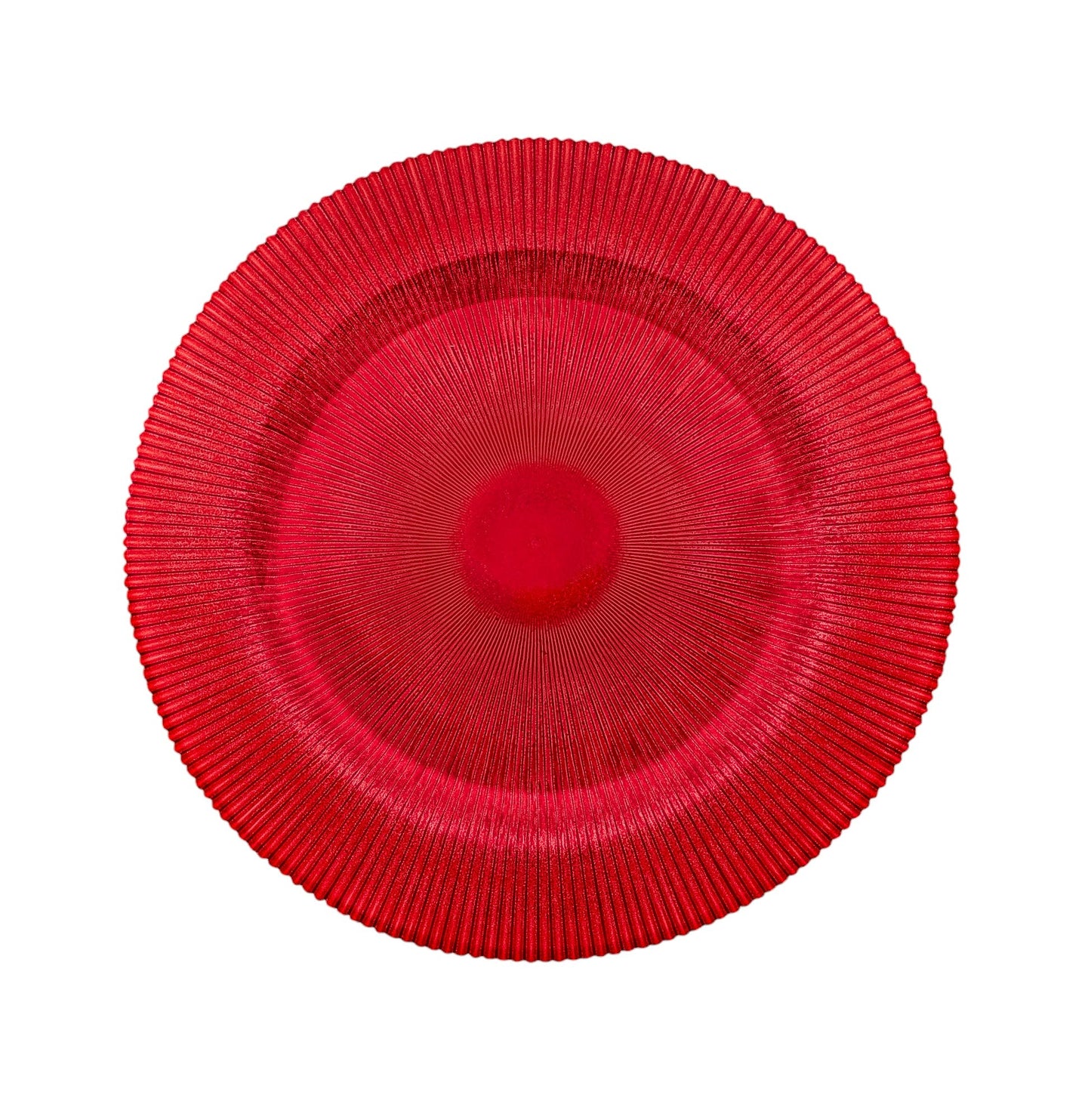 Set 6 Bajo Plato Base Venecia Redondo Vidrio Color Rojo