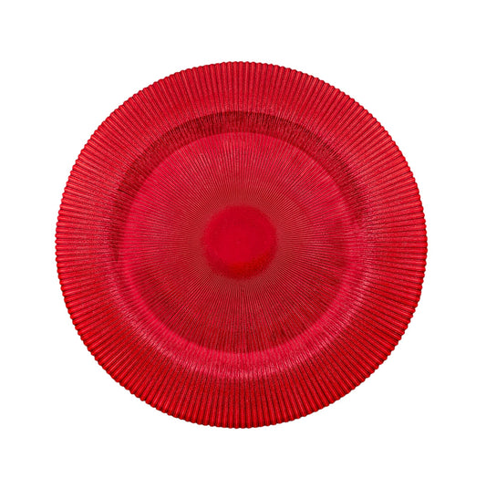 Set 6 Bajo Plato Base Venecia Redondo Vidrio Color Rojo