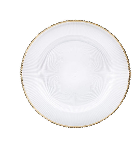 Set 6 Bajo Plato Base Venecia Redondo Vidrio Color Blanco
