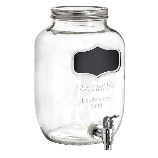 Dispensador De Bebidas Vitrolero Vidrio De 4 L C/ Etiqueta Color Transparente