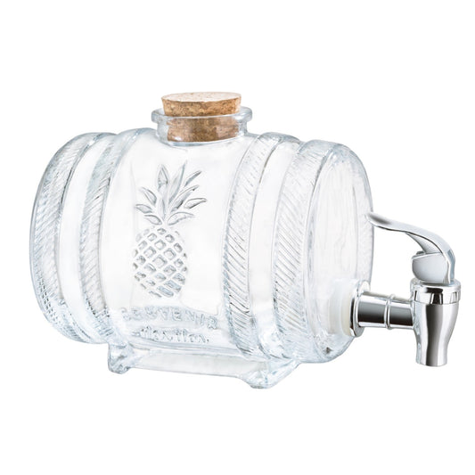 Dispensador De Bebidas Vitrolero Vidrio 1l Barril C/ Llave Color Transparente