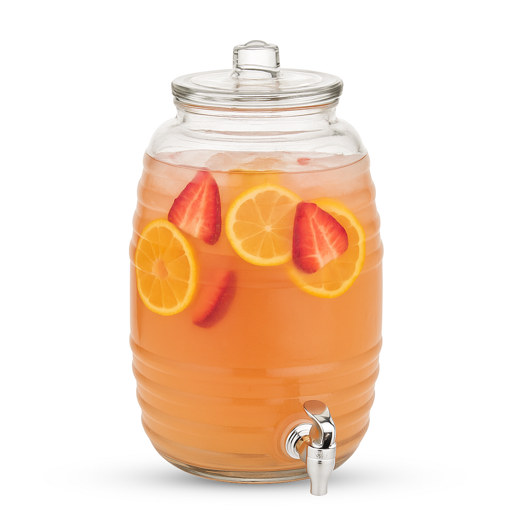 Dispensador De Bebidas Vitrolero Barril Vidrio Con Tapa 10l Color Transparente
