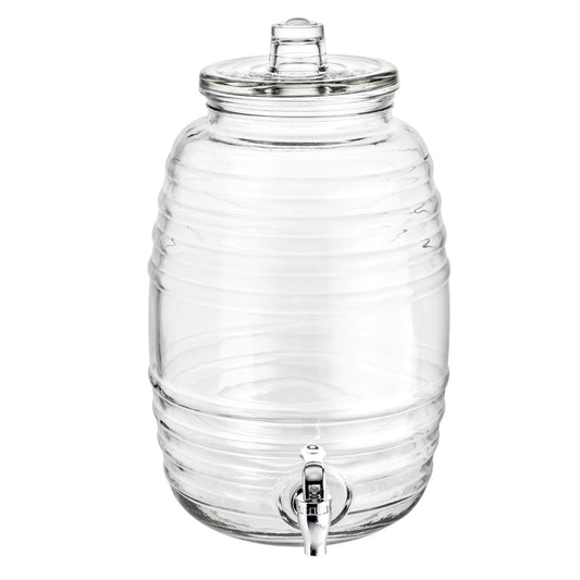 Dispensador De Bebidas Vitrolero Barril Vidrio Con Tapa 10l Color Transparente