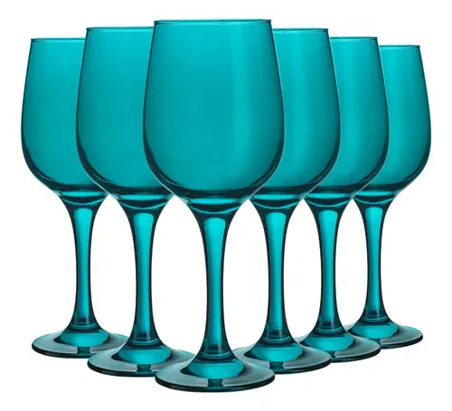 Set 6 Copas vidrio Cristal para Vino Tinto Lav Fame 480ML Color Esmeralda