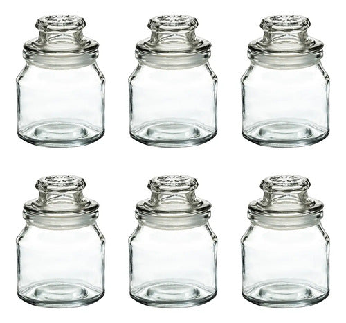 Set 6 Frasco Especiero Redondo Almacenamiento Vidrio 160ml Transparente