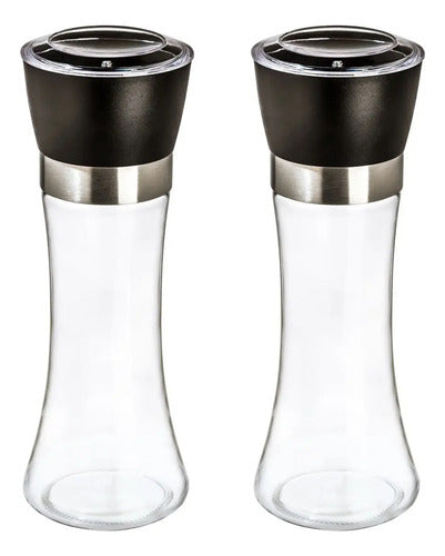 Set 2 Molino Para Pimienta Especiero De Vidrio Cocina 195 Ml Transparente