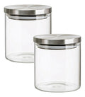 Set 2 Piezas Brocal De Vidrio Liso De Borosilicato 690 Ml Transparente