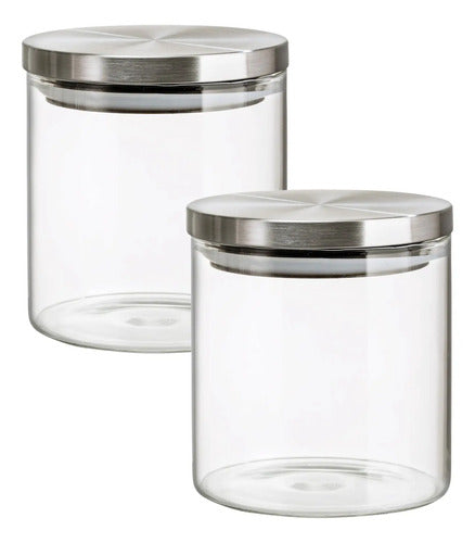 Set 2 Piezas Brocal De Vidrio Liso De Borosilicato 690 Ml Transparente
