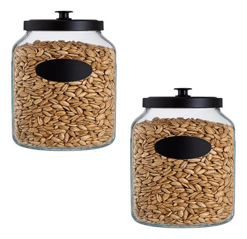 Frascos De Vidrio Recipiente Contenedor Con Tapa Set 2 Piezas 3.2 Litros