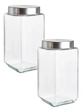 Set 2 Piezas Brocal Cuadrado C/tapa Rosca Grande 2.1 L Transparente