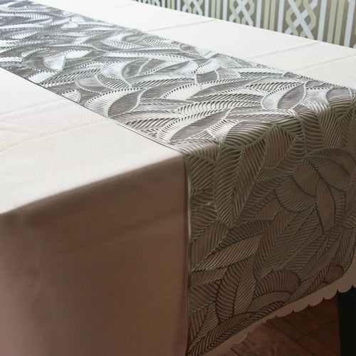 Camino de Mesa PVC Comedor Lavables Resistentes Fácil de Limpiar para Mesa Cocina Comedor Restaurante Elegante (Plateado)