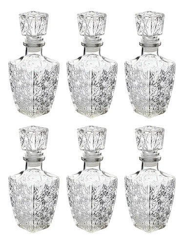 Set 6 Piezas Licorera De Vidrio Diamante Chica 250 ml