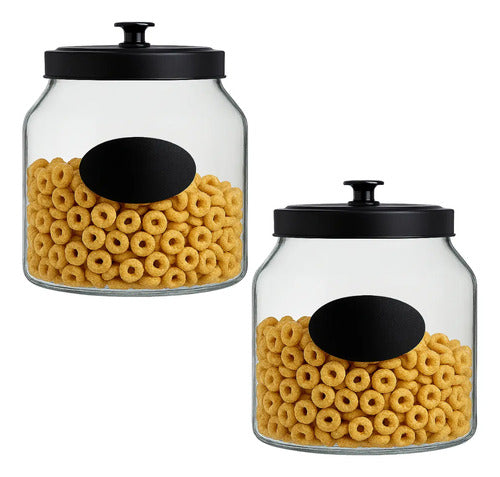Frascos De Vidrio Recipiente Contenedor Con Tapa Set 2 Piezas 2.3 Litros