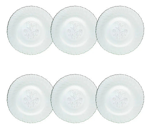 Set Con 6 Piezas Plato Hondo De Vidrio Tulipanes Crist 542 ml