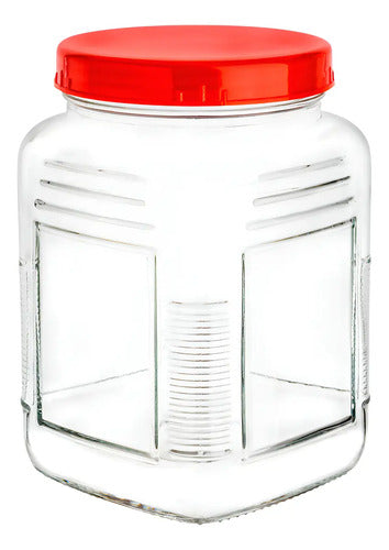 Set 2 Piezas Brocal De Vidrio Cuadrado c/Tapa Plástico 800 ml