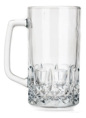Set 6 Pz Tarro Cervecero Vaso Diamante Cerveza Vidrio 600 Ml Transparente