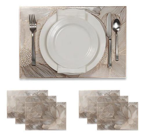 Set 6 Manteles individuales tapete mesa comedor 45cmx30cm PVC VITTORI